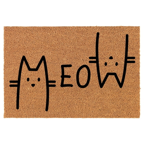 Welcome Doormat Coco Coir Door Mat Gift Meow Cat Funny (30" x 18")
