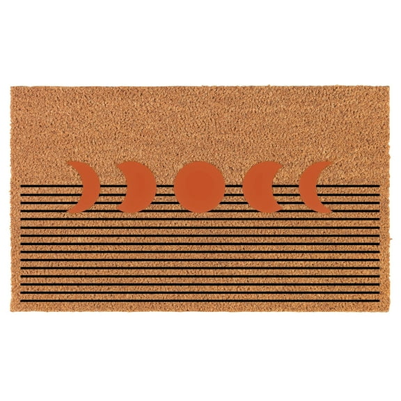Welcome Doormat Coco Coir Door Mat Gift Mid Century Modern V11 Boho Moon Phases (30" x 18")