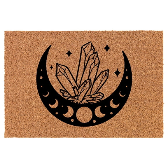 Welcome Doormat Coco Coir Door Mat Gift Moon and Crystals (30" x 18")