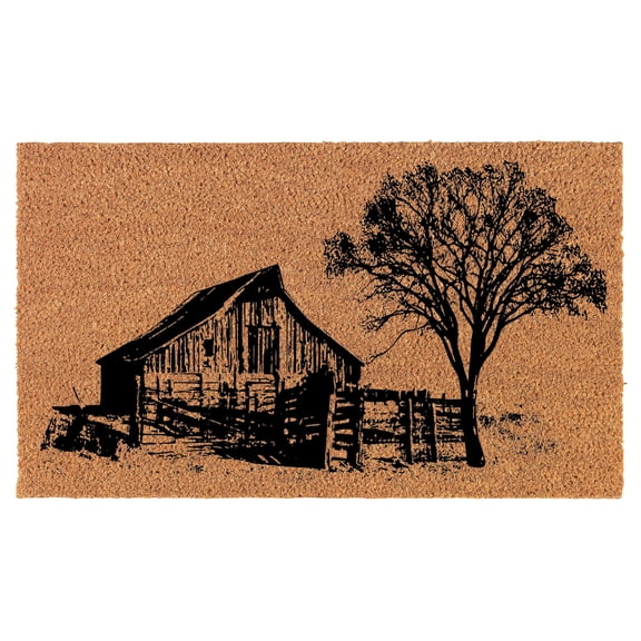 Welcome Doormat Coco Coir Door Mat Gift Old Barn Farm & Tree (30" x 18")