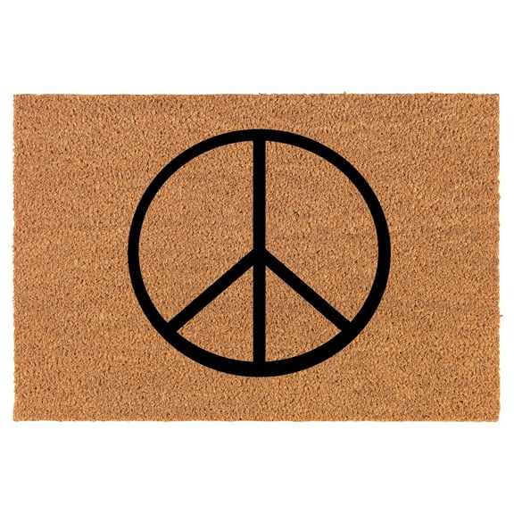 Welcome Doormat Coco Coir Door Mat Gift Peace Sign (30" x 18")