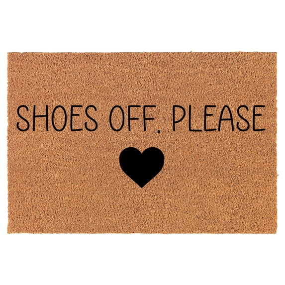 Welcome Doormat Coco Coir Door Mat Gift Shoes Off Please (24" x 16")