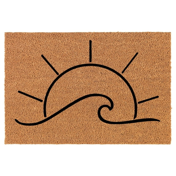 Welcome Doormat Coco Coir Door Mat Gift Sun and Wave Summer, Beach House, Lake House (30" x 18")