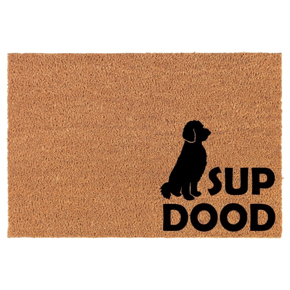 Welcome Doormat Coco Coir Door Mat Gift Sup Dood CORNER Doodle Dog Funny (30" x 18")