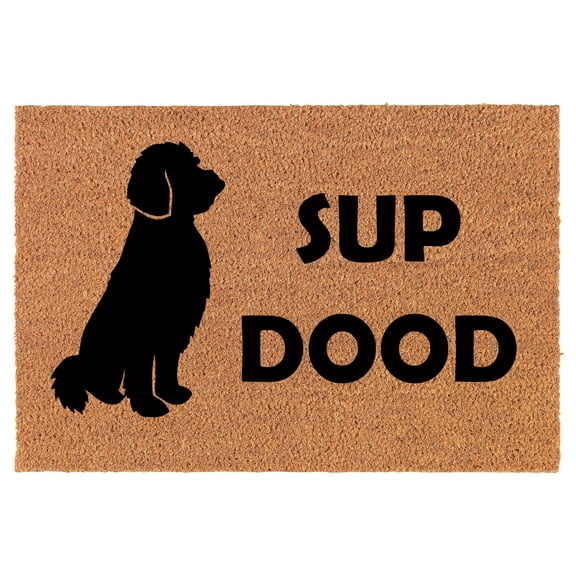 Welcome Doormat Coco Coir Door Mat Gift Sup Dood Doodle Dog Funny (24" x 16")