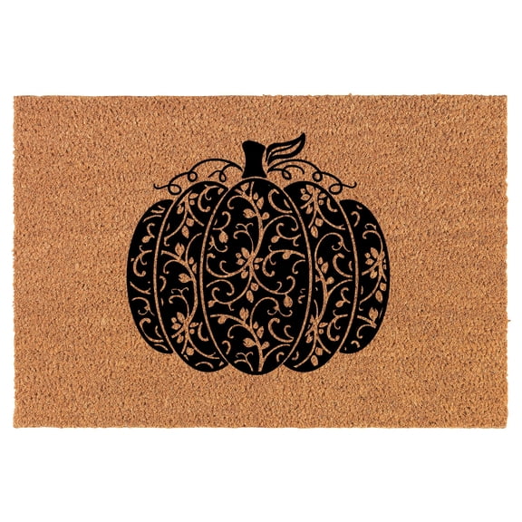 Welcome Doormat Coco Coir Door Mat Gift Swirly Pumpkin (24" x 16")