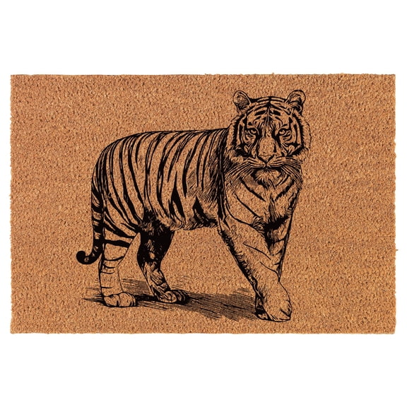Welcome Doormat Coco Coir Door Mat Gift Tiger (30" x 18")