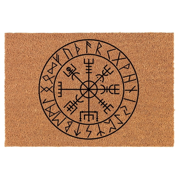 Welcome Doormat Coco Coir Door Mat Gift Vegvisir Viking Navigation Compass (24" x 16")
