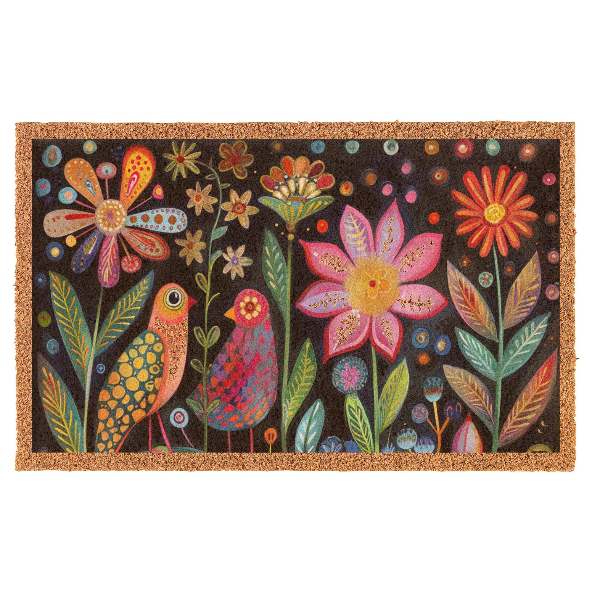 Welcome Doormat Coco Coir Door Mat Gift Watercolor Spring Birds and ...