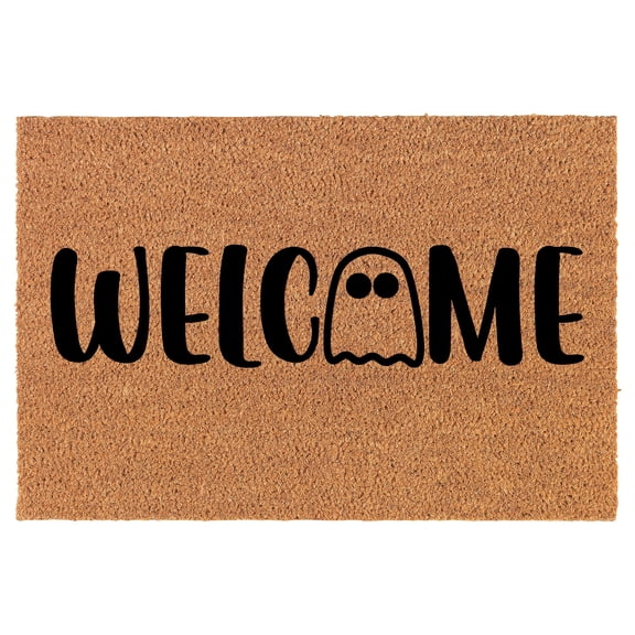 Welcome Doormat Coco Coir Door Mat Gift Welcome Ghost Halloween (24" x 16")
