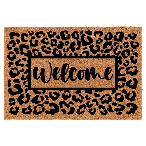 Welcome Doormat Coco Coir Door Mat Gift Welcome Leopard Print (30" x 18")