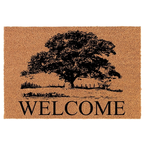 Welcome Doormat Coco Coir Door Mat Gift Welcome Oak Tree (30" x 18")