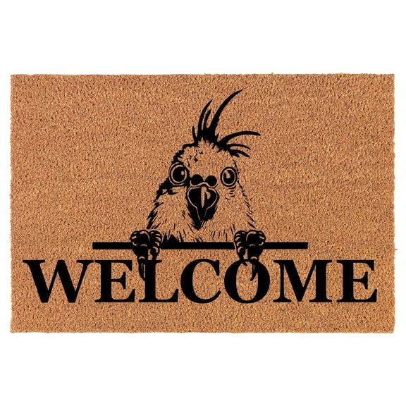 Welcome Doormat Coco Coir Door Mat Gift Welcome Peeking Bird (30" x 18")