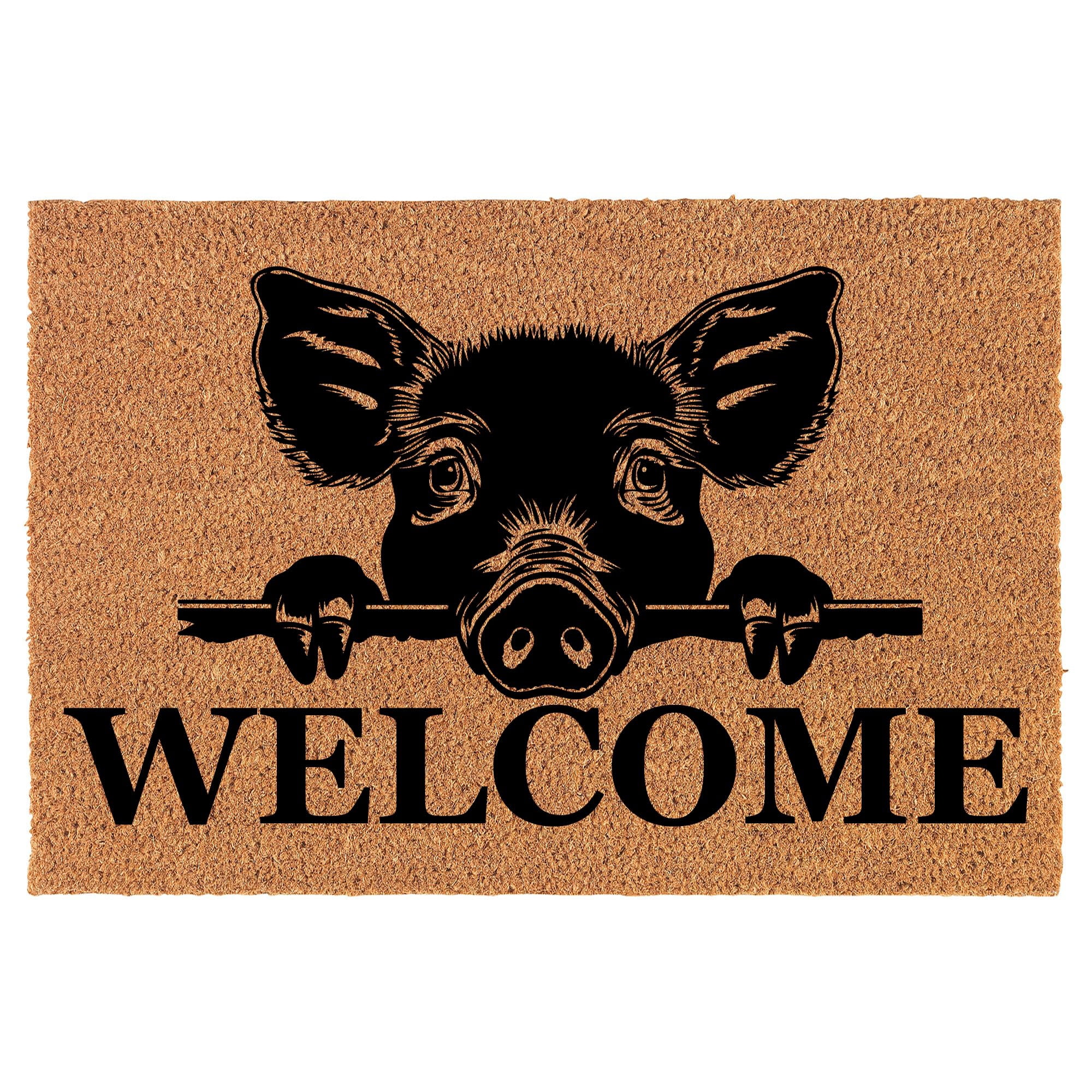 Welcome Doormat Coco Coir Door Mat Gift Welcome Peeking Pig (30' x 18 ...