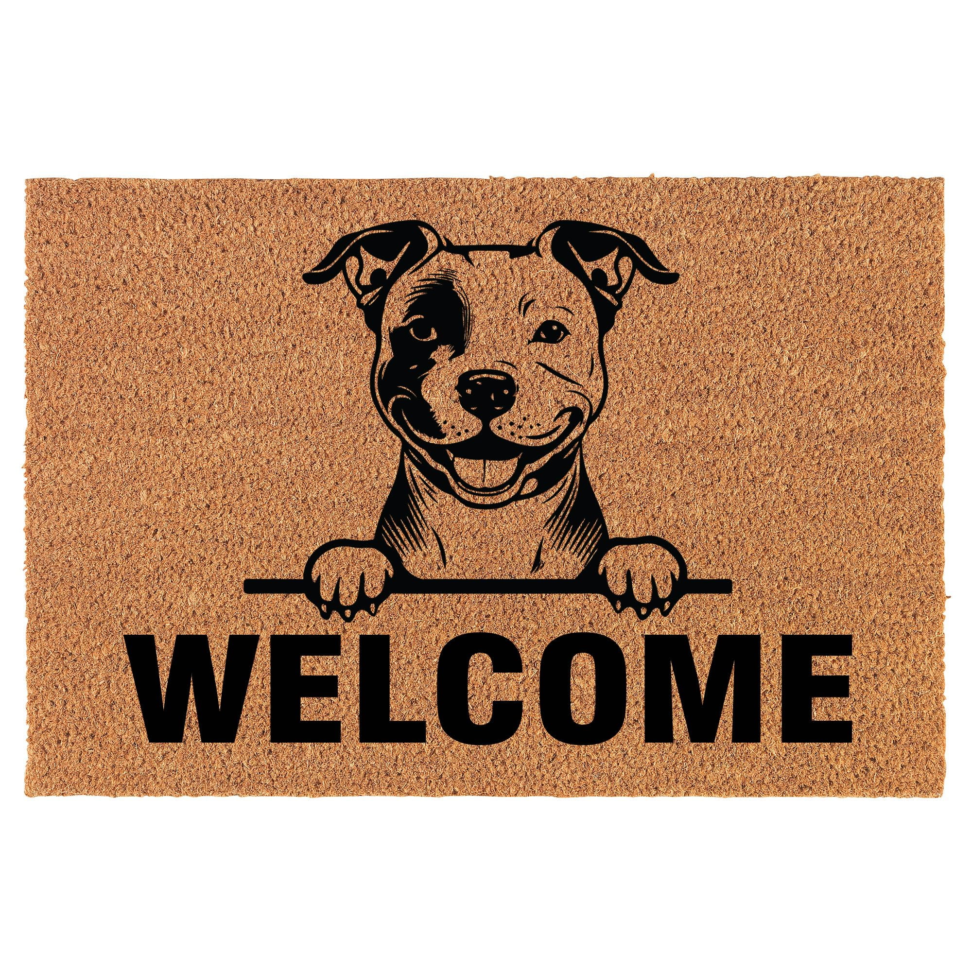 Doormat Coco Coir Door Mat Gift Peeking Pit Bull (24" x