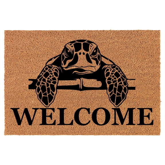 Welcome Doormat Coco Coir Door Mat Gift Welcome Peeking Sea Turtle (30" x 18")