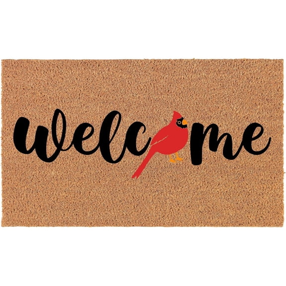 Welcome Doormat Coco Coir Door Mat Gift Welcome Red Cardinal Bird (30" x 18")