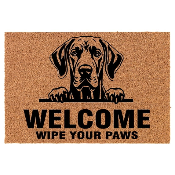 Welcome Doormat Coco Coir Door Mat Gift Welcome Wipe Your Paws Great Dane (30' x 18")