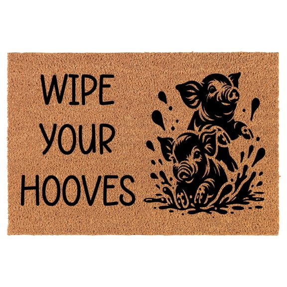 Welcome Doormat Coco Coir Door Mat Gift Wipe Your Hooves Pigs in Mud Funny Farm Farmhouse (30" x 18")