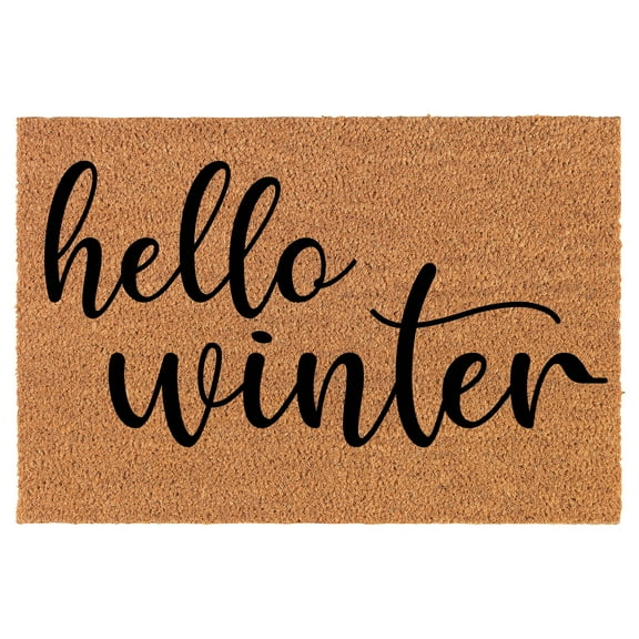 Welcome Doormat Coco Coir Door Mat Hello Winter Christmas (24" x 16")