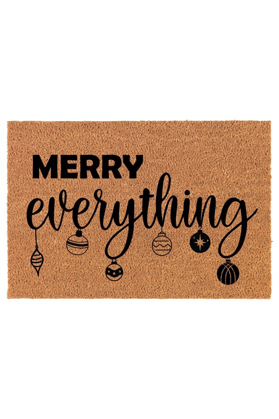 Welcome Doormat Coco Coir Door Mat Merry Everything Ornaments Christmas (24" x 16")
