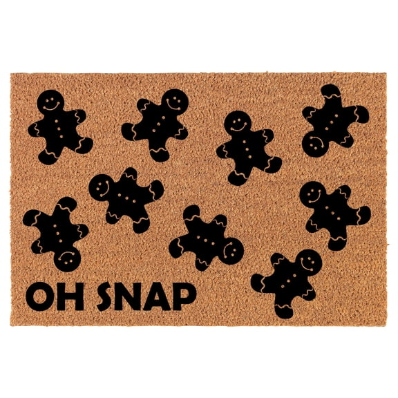 Welcome Doormat Coco Coir Door Mat Oh Snap FULL Gingerbread Man Funny Christmas (30" x 18")