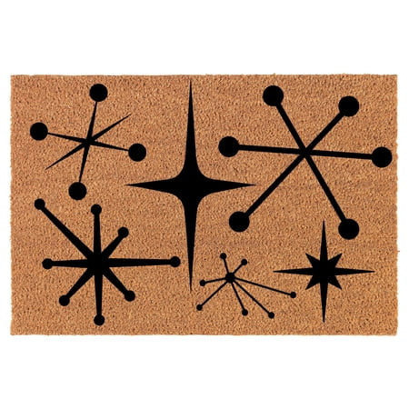 Welcome Doormat Coco Coir Door Mat Starbusts Mid Century Modern Art Deco Retro (30" x 18")