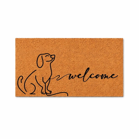 Welcome Dog Line Art Doormat, Outdoor Entryway Doormat, Non Slip Door Mat, Pet Themed Welcome Mat (24x72 inches) WoodByStu 5377