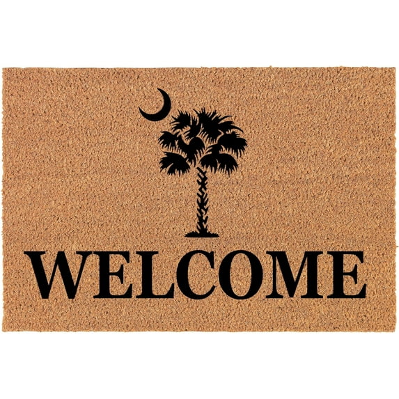 Welcome Doormat Door Mat Gift Welcome Palmetto Tree South Carolina Palm Moon 16x24 inch