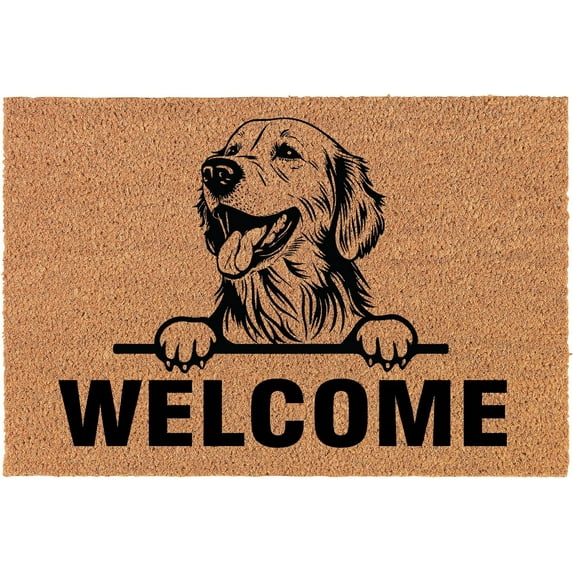 Welcome Doormat Door Mat Gift Welcome Peeking Golden Retriever 16x24 inch