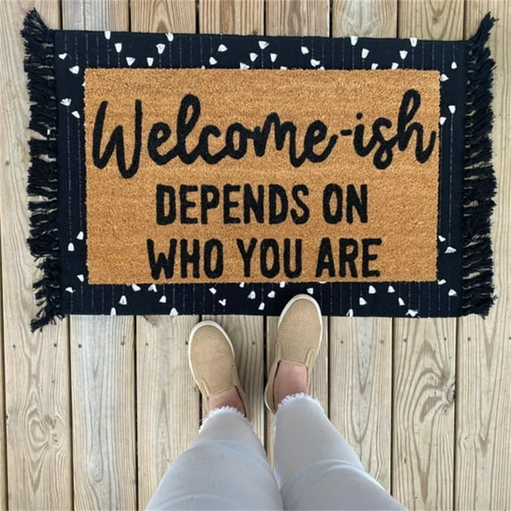 Welcome Doormat Entrance Front Door Mat For Home Bedroom Decor Non Slip Rug Decorative Accessories 24×16 Inches Polyester Carpet,Brown,Other