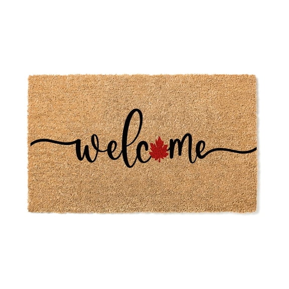 Welcome Doormat, Fall Leaf Accent Door Mat, Indoor Outdoor Entryway Rug, Farmhouse Decor (18x30 inches) 1560