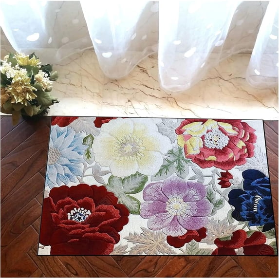 Welcome Doormat Floral Indoor Outdoor Entrance Door Mat Bath Rug Decorative Patio Garage Garden Kitchen Door Mats Porch Mats Home Decor 32 x20 Inch