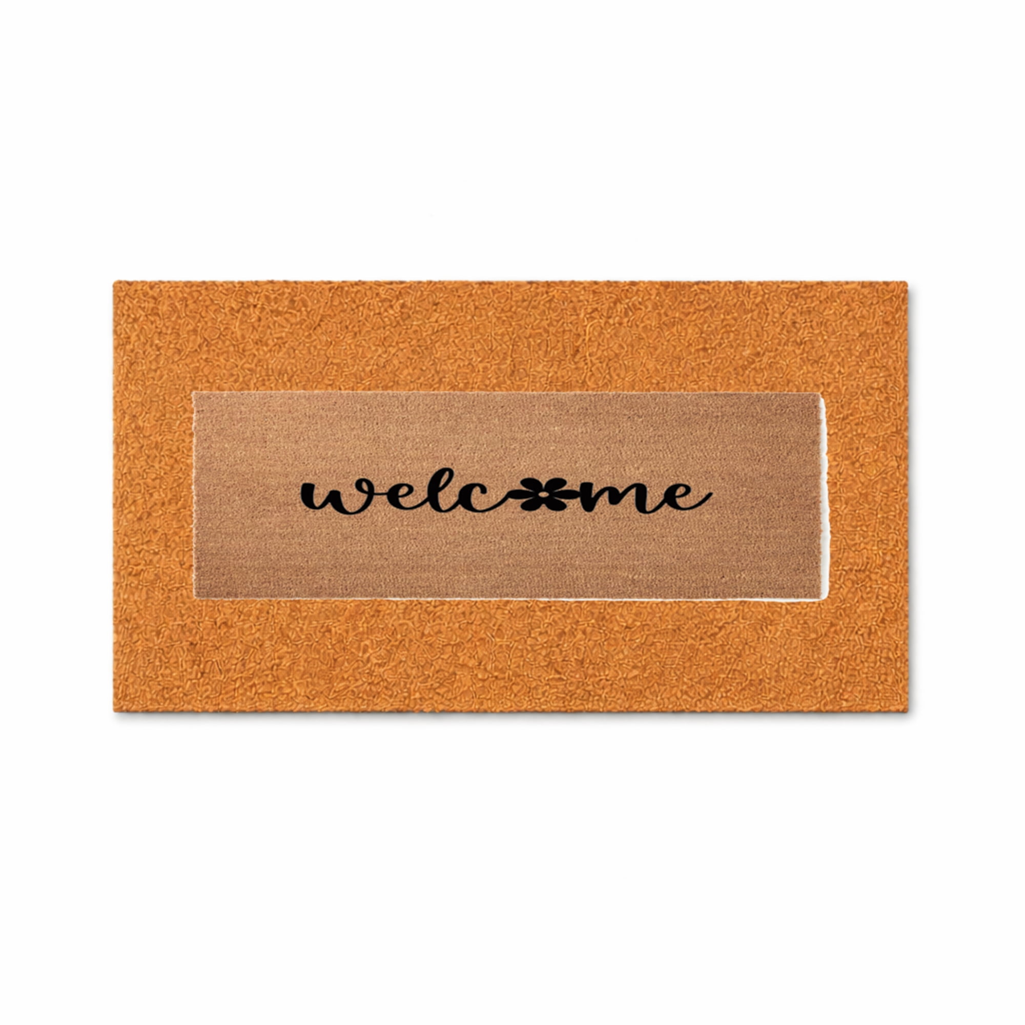 Welcome Doormat, Floral Script Design, Indoor Outdoor Entryway Mat (24x48 inches) WoodByStu 4279