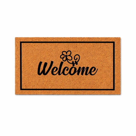 Welcome Doormat, Floral Welcome Design, Funny Front Door Mat, New Home Gift, Housewarming Gift, Entryway Rug Mat 5413 (16x24 inches) 5413