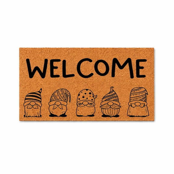 Welcome Gnome Doormat, Funny Gnome Welcome Mat, Indoor Outdoor Entryway Rug (16x24 inches) WoodByStu 4641