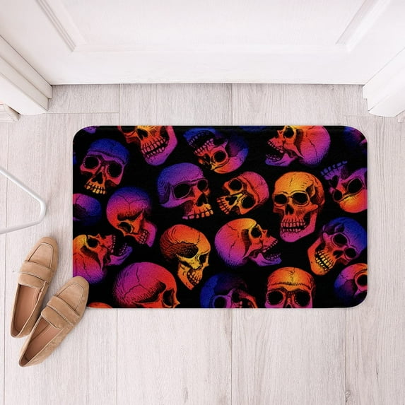 Welcome Doormat Halloween Death Skull Gothic Skeleton Indoor Outdoor Entrance Door Mat Bath Rug Decorative Front Door Mats Kitchen Door Mats Porch Mats Home Decor 32 x20 Inch