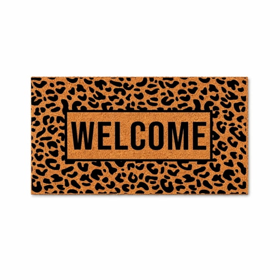 Welcome Doormat, Leopard Print Entryway Door Mat, Non Slip Indoor Outdoor Welcome Mat (16x24 inches) WoodByStu 5364