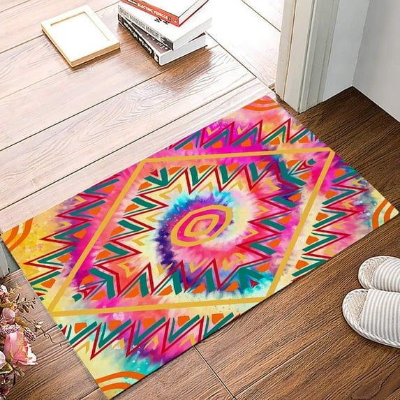 Welcome Doormat National Characteristic Colorful Tie-dye Indoor Outdoor Entrance Door Mat Bath Rug Decorative Front Door Mats Kitchen Door Mats Porch Mats Home Decor 24 x36 Inch