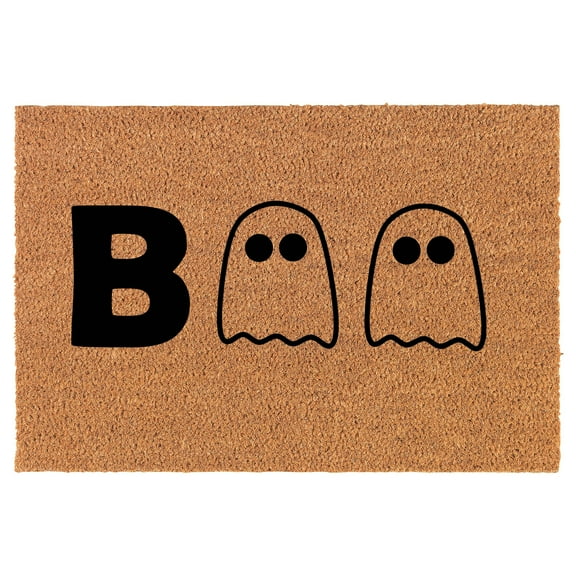 Welcome Doormat Natural Coco Coir Door Mat Boo Ghost Halloween (24" x 16")