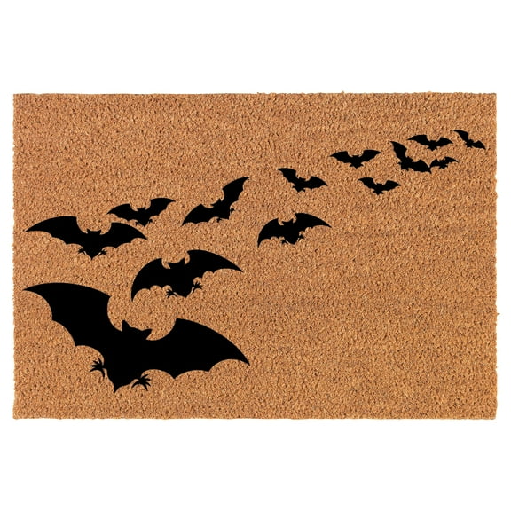 Welcome Doormat Natural Coco Coir Door Mat Halloween Bat Colony (24" x 16")