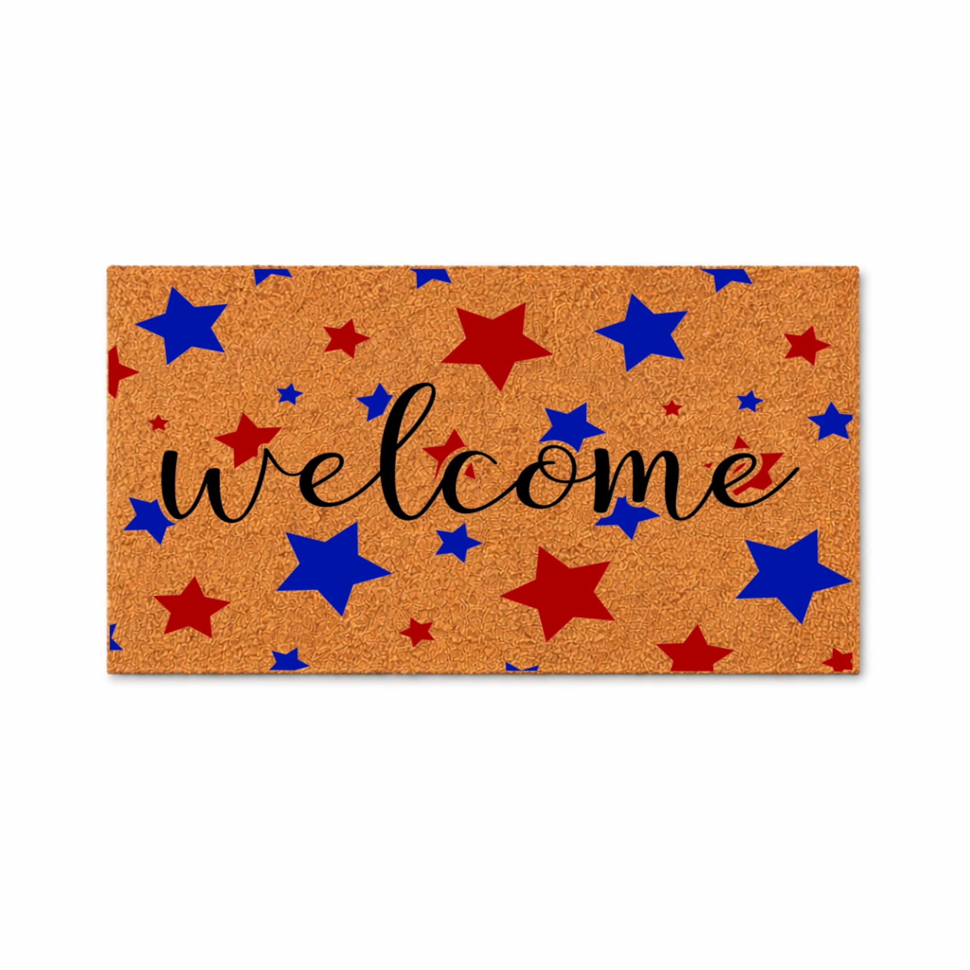 Welcome Star Pattern Doormat, Patriotic Stars Outdoor Entry Mat, Non Slip Front Door Mat (36x60 inches) WoodByStu 1776