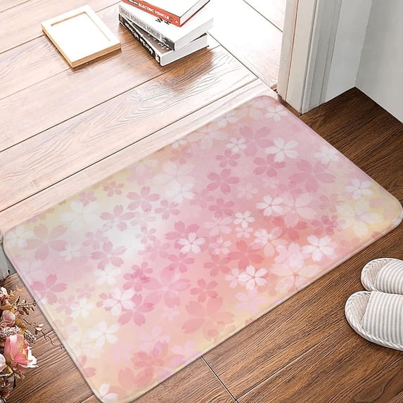 Welcome Doormat Pink Cherry Blossoms Indoor Outdoor Entrance Door Mat Bath Rug Decorative Front Door Mats Kitchen Door Mats Porch Mats Home Decor 24 x16 Inch