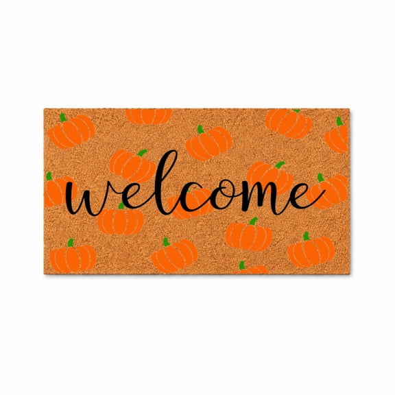 Welcome Pumpkin Pattern Doormat, Fall Seasonal Entryway Mat (24x48 inches) WoodByStu 1529