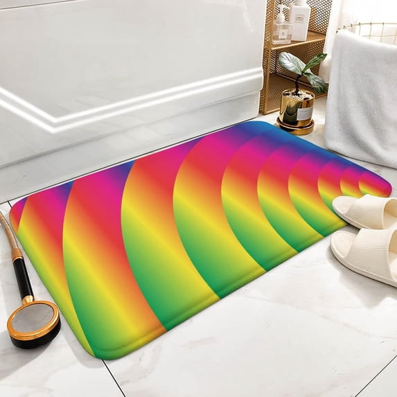 Welcome Doormat Rainbow Gradient Luxury Overlap Curve Circle Indoor Outdoor Entrance Door Mat Bath Rug Front Door Mats Kitchen Door Mats Porch Mats Home Decor 30 x18 Inch
