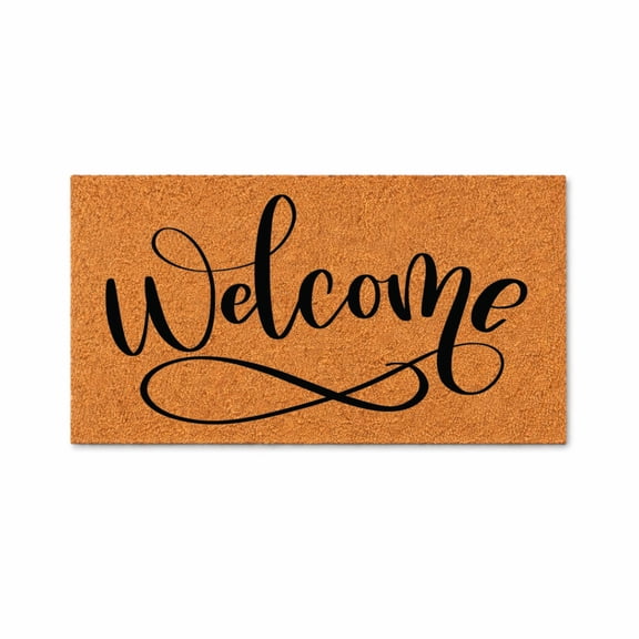 Welcome Doormat, Script Design Entryway Floor Mat, Indoor Outdoor Door Mat (16x24 inches) 3135