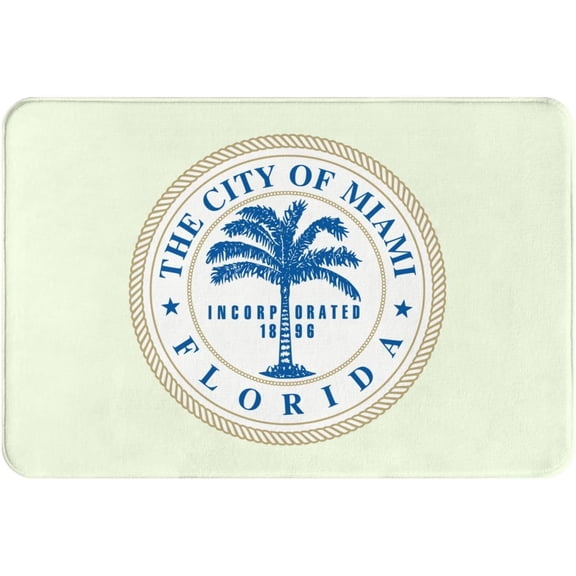 Welcome Doormat Seal of Miami, Florida Mat for Front Non-Slip Door Indoor Outdoor Porch Entrance Entryway Outside for Men Women Gift 16x24 Inches