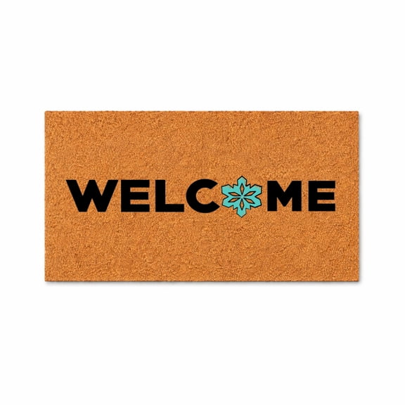 Welcome Doormat, Decorative Snowflake Accent Entryway Mat, Indoor Outdoor Front Door Mat (24x48 inches) WoodByStu 5243