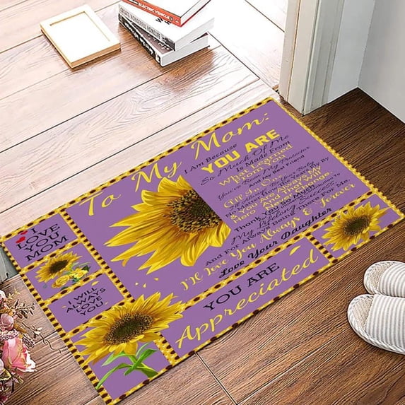 Welcome Doormat Spring Flower Happy Mother's Day Indoor Outdoor Entrance Door Mat Bath Rug Decorative Front Door Mats Kitchen Door Mats Porch Mats Home Decor 24 x16 Inch