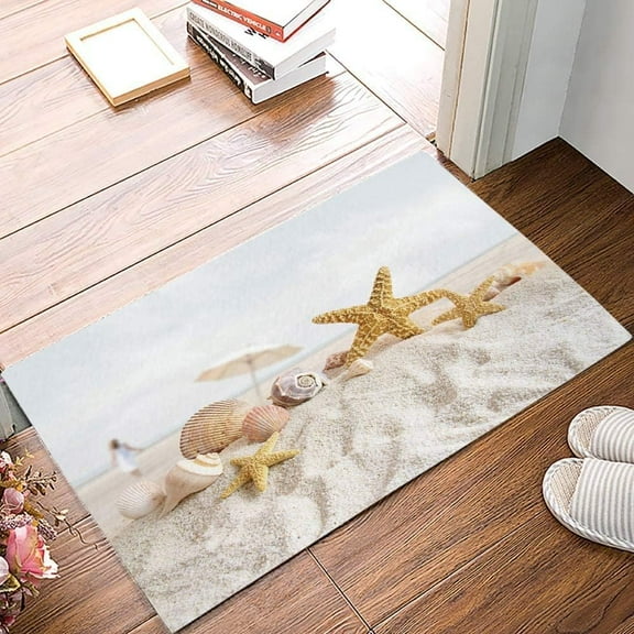 Welcome Doormat Summer Ocean Coastal Beach Starfish Shell Indoor Outdoor Entrance Door Mat Bath Rug Front Door Mats Kitchen Door Mats Porch Mats Home Decor ch 17x30 Inch